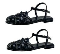 YIMAISZQ sandals for women 1 Pair Trend Woven Toe Cap Casual Summer Flat Shoes-black-36