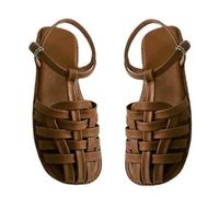 YIMAISZQ sandals for women 1 Pair Trend Woven Toe Cap Casual Summer Flat Shoes-brown-36