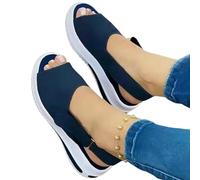 YIMAISZQ sandals for women Shoes Summer Breathable Wedges Sneakers Plus Size Trainers Flat Vulcanize Sport Sandals-blue-40