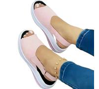 YIMAISZQ sandals for women Shoes Summer Breathable Wedges Sneakers Plus Size Trainers Flat Vulcanize Sport Sandals-pink-36