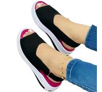 YIMAISZQ sandals for women Shoes Summer Breathable Wedges Sneakers Plus Size Trainers Flat Vulcanize Sport Sandals-black-42