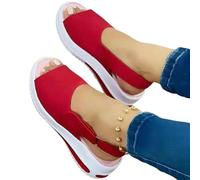 YIMAISZQ sandals for women Shoes Summer Breathable Wedges Sneakers Plus Size Trainers Flat Vulcanize Sport Sandals-red-43
