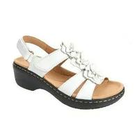 YIMAISZQ sandals for women Summer Flower Wedge Platform Orthopedics Shoes Retro Rome Casual Comfortable Peep Toe Sandalias De Mujer-white-35