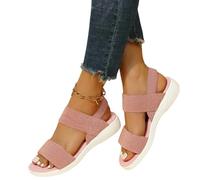 YIMAISZQ sandals for women Women's Knit Elastic Cloth Wedge Slip On Lightweight Walking Plus Size Comfortable Summer Shoes Woman-pink-36