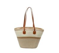 YIMAISZQ Straw Bag Clash Of Colours Summer Versatile Commuter Ladies Woven Simple Large-capacity Bucket Bag-5-26x27x14cm