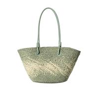 YIMAISZQ Straw Bag Gradient Color Woven Summer Texture Versatile Large Capacity Simple Leisure Beach Travel Shoulder Bag-army Green