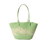 YIMAISZQ Straw Bag Gradient Color Woven Summer Texture Versatile Large Capacity Simple Leisure Beach Travel Shoulder Bag-fruit Green