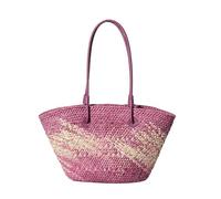 YIMAISZQ Straw Bag Gradient Color Woven Summer Texture Versatile Large Capacity Simple Leisure Beach Travel Shoulder Bag-purple