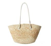 YIMAISZQ Straw Bag Gradient Color Woven Summer Texture Versatile Large Capacity Simple Leisure Beach Travel Shoulder Bag-beige A
