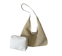 YIMAISZQ Straw Bag Travel Beach Rattan Woven Handmade Knitted Summer Large Capacity Women Shoulder Bags Handbag Shopper-white