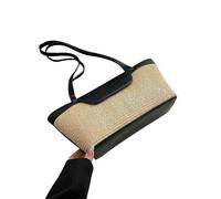 YIMAISZQ Straw Bag Weave Shoulder Bags For Women Summer Ladies Females Beach Lady Handbags And Purses-black-37cmx16cmx11cm
