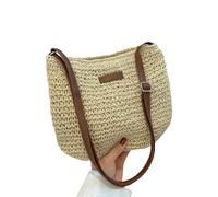 YIMAISZQ Straw Bag Women's Shoulder Summer Woven Handbag Large Capacity Ladies Handmade Rattan Tote Bags Beach Bag-beige