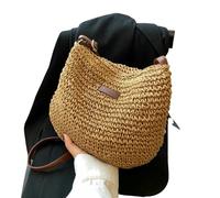 YIMAISZQ Straw Bag Women's Shoulder Summer Woven Handbag Large Capacity Ladies Handmade Rattan Tote Bags Beach Bag-khaki