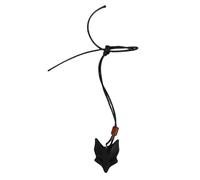 yiMANtrading Fox Pendant Necklace, Unisex Wooden Fox Necklace with Adjustable PU Leather Cord, Black Rosewood Animal Jewelry for Men and Women, Unique Nature Inspired Fashion