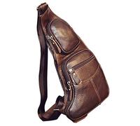 YiMao Vintage Leather Sling Bag Bags for Men Backpack Shoulder Messenger Crossbody Outdoor Travel Hiking Camping Tactical Chest Pack Daypack Brown