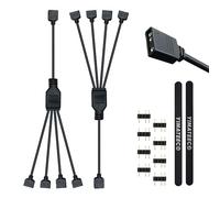 YIMATEECO ARGB Splitter Cable, 5V 3Pin Addressable Extension RGB 1 to 4 Splitter Cable HUB Extension Connector Cord Wire for CPU Cooler and 5V ARGB Fan (30CM, 2pcs, 1 to 4 Splitter)