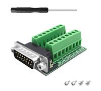 YIMATEECO DB15 Breakout Board, DB15 Male to Screw Terminal Block RS232 D-SUB to 15Pin Solderless Terminal Block Adapter Converter Connector Interface Breakout Conversion Board (DB15 Male, 1 Pack)