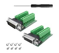 YIMATEECO DB15 Breakout Board, DB15 to Screw Terminal Block RS232 D-SUB to 15Pin Solderless Terminal Block Adapter Converter Connector Interface Breakout Conversion Board (1x Female + 1x Male)