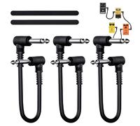 YIMATEECO Guitar Patch Cable, 3Pcs 15CM Mono Pedal Cable Effect Cord 1/4 inch 6.35mm Right Angle Instrument Patch Cables Lead for Guitar/Bass Pedal Boards (15CM Mono, 3 Pack, Black)