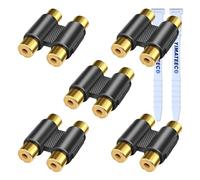 YIMATEECO RCA Coupler, 5Pcs Double RCA Phono Coupler 2 Female to 2 Female Coupler Connector Audio Extension Adapter for Subwoofer, Speaker, AMP, MP3, Receiver (Coupler Adapter, 5Pcs)