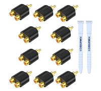 YIMATEECO RCA Splitter Adapter, 10Pcs RCA Y Adapter,1 Male to 2 Female Phono Connector AV Video Y Splitter R-CA to JACK Socket for Subwoofer, Amplifier, TV, Digital Audio (10Pcs)