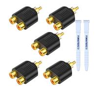YIMATEECO RCA Splitter Adapter, 5Pcs RCA Y Adapter RCA 1 Male to 2 Female Phono Connector AV Video Y Splitter RCA to JACK Socket for Subwoofer, Amplifier, TV, Digital Audio (RCA Y Adapter, 5Pcs)