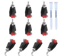 YIMATEECO RCA to Speaker Wire Adapter, 10 Pack Speaker Phono Jack RCA Male to AV 2 Screw Terminal Female, Audio Video Spring Press Type Balum Connector Adapter (Male To AV 2 Screw Female, 10Pack)