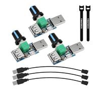 YIMATEECO USB Fan Speed Controller Regulator, 3 Pack USB Fan Controller Stepless Speed Governor Air Volume Control With Switch, U-SB to 4pin CPU F-an Adapter Cable (3Set, DC 4-12V bis 2.5-7.5V, 5W)