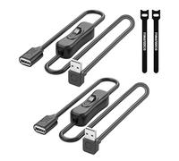 YIMATEECO USB Switch Cable, Right Angle USB3.0 Extension Cable Male to Female USB On Off Switch Power Charger SuperSpeed 5Gbps Data Transfer for PC, TV, Hard Drive, Lamp (Down Angle, 2Pcs, 30cm)