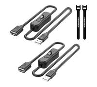 YIMATEECO USB Switch Cable, USB2.0 Male to Female Short USB Extension Cable On Off Switch Power Charger Cord Support Data Transfer for PC, TV, Hard Drive, Fan, Desk Lamp (Straight, 30cm, 2Pcs, Black)
