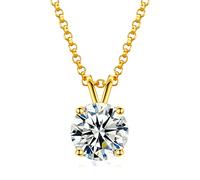 YIMERAIRE 0.1CTTW Moissanite Necklace For Women, 925 Sterling Silver Diamond Necklace Pendant 3MM Ladies Solitaire Moissanite Pendant Birthday Christmas Thanksgiving Day Gifts For Her Mum Wife