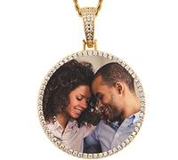 YIMERAIRE Custom Photo Necklace For Men Women Personalised Picture Necklace Pendant Big Round Customised Personalised Necklace With Memory Pictures