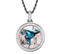 YIMERAIRE Custom Picture Necklace 3A Lab Simulated Diamond Personalized Photo Pendant Iced Out Chain Memory Necklace with Picture DIY Jewelry for Women Girl -Free Print Photo, with Gift Box