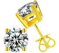 YIMERAIRE Moissanite Earrings, 4MM Diamond Stud Earrings For Women Men 925 Sterling Silver Screw Back Ear Stud Shiny Hypoallergenic White Gold Lab Grown Moissanite Studs -Gifts for Her Him