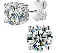 YIMERAIRE Moissanite Earrings, 8MM Diamond Stud Earrings For Women Men 925 Sterling Silver Screw Back Ear Stud Shiny Hypoallergenic White Gold Lab Grown Moissanite Studs -Gifts for Her Him
