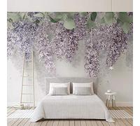 Yimesoy Custom Photo Wallpaper 3D Purple Wisteria Flower Murals Wedding House Living Room Romantic Home Decor Wall Paper for Walls 3D Frescoes 350Cm(W)×245Cm(H)