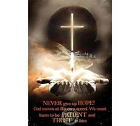 Yimesoy Never Give Up Hope Religious Art Canvas Painting God Jesus Christianity Prints Cross Of Light Poster Wall Art Room Home Decor 50X70Cm Unframed
