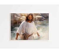 Yimesoy Watercolor Jesus Walking On Water Poster Jesus Laughing Picture,Canvas Painting Christian Wall Art Christ'S Embracehome Decor A8 50X70Cm Unframed