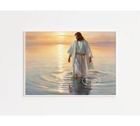 YIMESOY Watercolor Jesus Walking On Water Poster Jesus Laughing Picture,Canvas Painting Christian Wall Art Christ'S Embracehome Decor A13 50X70Cm Unframed
