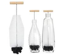 YIMETOP 2Pcs 32 cm Bottle Brush for Sodastream, White Bristles & Black Sponge - Ideal for Glass and Duo-Plastic Bottles - Powerful Cleaning without Acratches
