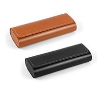 YIMETOP 2PCS Hard Glasses Case, Leather Glasses Case with Metal Magnetic Closure, Vintage Style Sunglasses Case Hard Shell, Portable Spectacle Cases for Men Women Children Elderly
