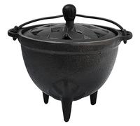 YIMIFLA Cast Iron Cauldron with Lid Witchcraft 4.9" Incense Burner Perfect for Incense Smudge Sage Holder Altar Ritual Burning Holder (Black)