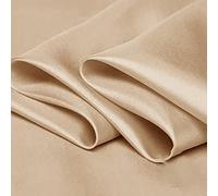 Yimihua 100% Mulberry silk fabric Silky Satin fabric by the metre Dress lining Craft Decoration Drape Dancewear wedding silk cloth Material 114cm Wide(Color:champagne)
