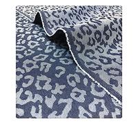 Yimihua Denim fabric Leopard Print Fashion Jacquard Washed Denim Fabric Material for Sewing, Short Pants,jeans,Fashion Design（50 * 150 cm）(Color:Dark blue)