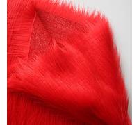 Yimihua Long pile faux fur material Faux fur fabric fluffy fabric plush fabric for Costume Fashion Rugs Props Backdrops Cosplay Chair decoration 150cm*50cm(Color:Red)