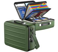 YIMIKOL Fireproof Document Box with Lock, Hard-Shell Fireproof Safe for Home Documents, Portable Travel Fire Proof File Box for Passport Laptop Certificates, Alpine Green