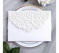 YIMIL 20 Pcs 5.12 x 7.21 inch Tri-fold Laser Cut Wedding Invitation Pocket for Wedding Quinceanera Bridal Shower Baby Shower Party Invite (White)