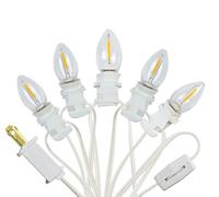YIMILITE 5 Base C7 String Bulbs Christmas Village Light Accessory Cord with 5 LED Light Bulb Universal Clip White Cord with On/Off Spare Fuse Switch Plugs for Decorations Christmas Village House