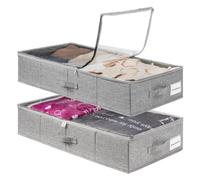 YiMiLiu 2Pcs Underbed Storage Boxes With Lids PVC Window Under Bed Storage Organiser For Quilts, Blankets, Clothes 80x40x15cm