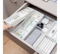 YiMiLiu Desk Drawer Organisers with 2-Size Plastic Makeup Drawer Organiser Storage, Cutlery Utensil Drawer Dividers Cupboard Fridge Organiser for Kitchen Bedroom Office (clear)